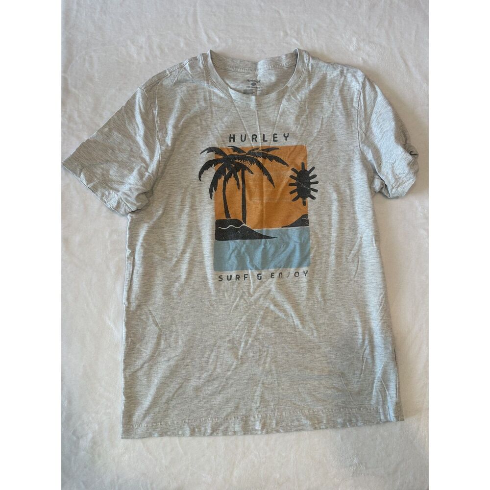 Hurley Men's Grayn Palm Tree "Surf & Enjoy" Graphic T-Shirt